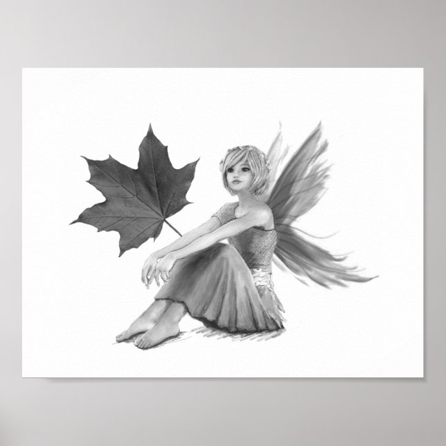 Crimson Kung Maple Fairy med Löv Poster (Framsidan)