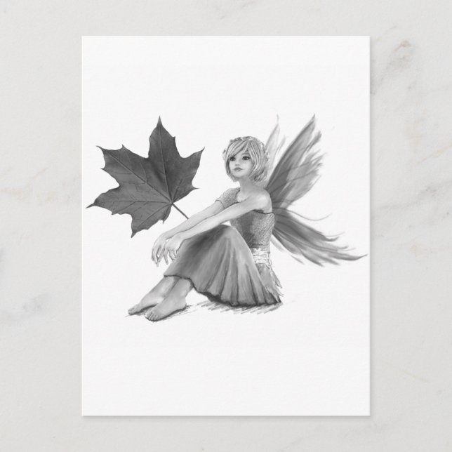 Crimson Kung Maple Fairy med Löv Vykort (Framsida)