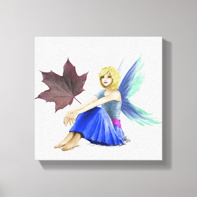 Crimson Kung Maple Träd Fairy med Löv Canvastryck (Framsida)