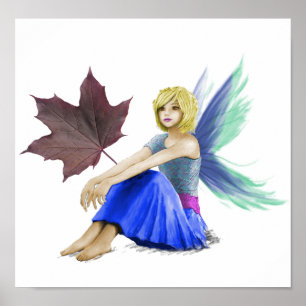 Crimson Kung Maple Träd Fairy med Löv Poster