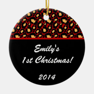 Crimson Leopard Spot Personlig Namn Ornament
