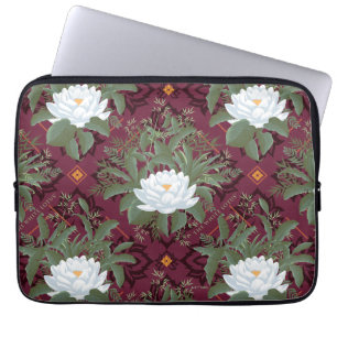 Crimson Lotus Elegance Mönster - White Lotus Laptop Fodral