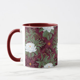 Crimson Lotus Elegance Mönster - White Lotus Mugg