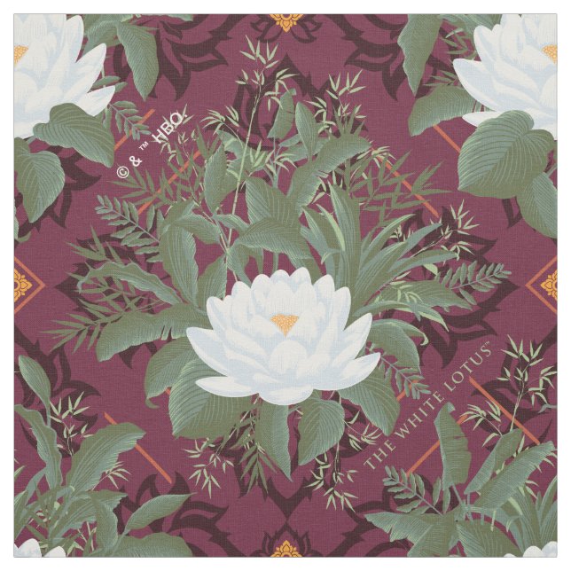 Crimson Lotus Elegance Mönster - White Lotus Tyg (Provkarta)