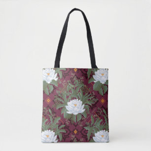 Crimson Lotus Elegance Mönster - White Lotus Tygkasse