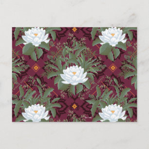 Crimson Lotus Elegance Mönster - White Lotus Vykort