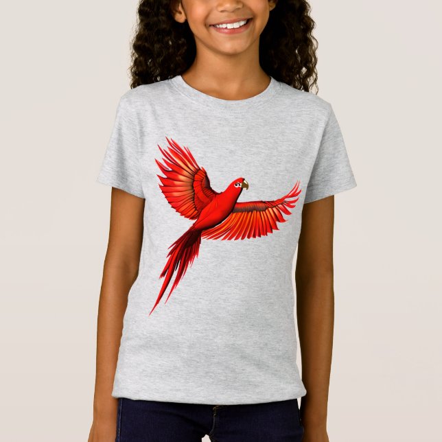 Crimson Macaw/Red Parrot i Barn Tee (Framsida)