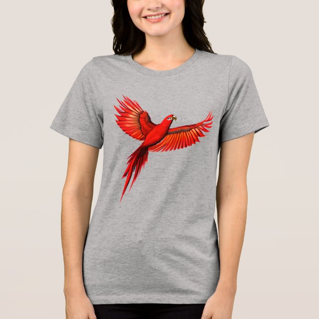 Crimson Macaw/Red Parrot under flygning T Shirt (Framsida)