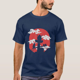 Crimson Måne Warrior - Japansk Silhouette Art T Shirt