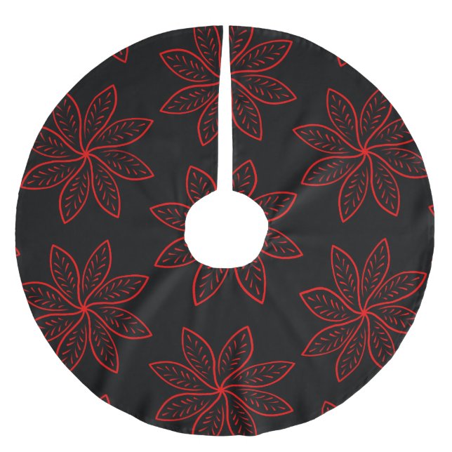 Crimson Mönster på Black Julgransmatta Borstad Polyester (Framsidan)
