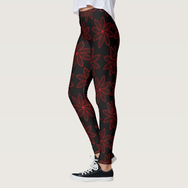 Crimson Mönster på Black Leggings (Vänster)