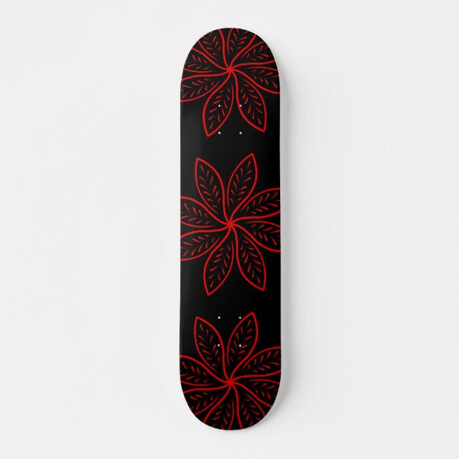 Crimson Mönster på Black Mini Skateboard Bräda 18,5 Cm (Framsida)