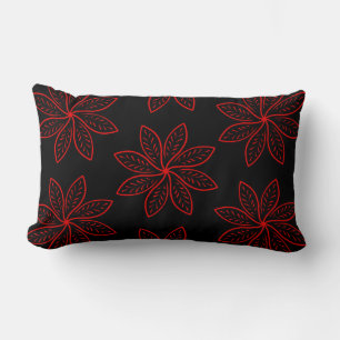 Crimson Mönster på Black Solid Back Lumbarkudde