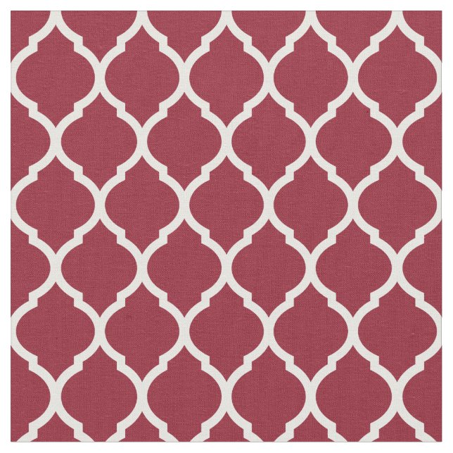 Crimson Moroccan Quatrefoil Tyg (Närbild)