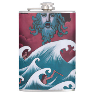 Crimson Neptune Oljemålning Fickplunta