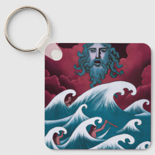 Crimson Neptune Oljemålning Nyckelring