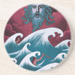 Crimson Neptune Oljemålning Underlägg