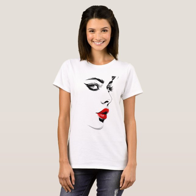 Crimson Noir Läpp Porträtt T Shirt (Hel framsida)