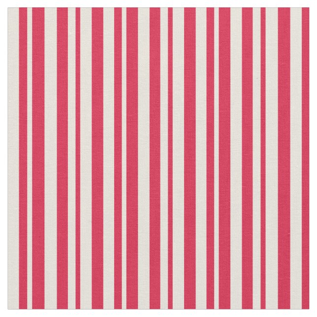 Crimson och Beige Led/Stripe Mönster Tyg (Närbild)