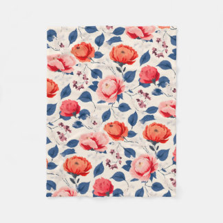 Crimson och Coral Flower Fleecefilt