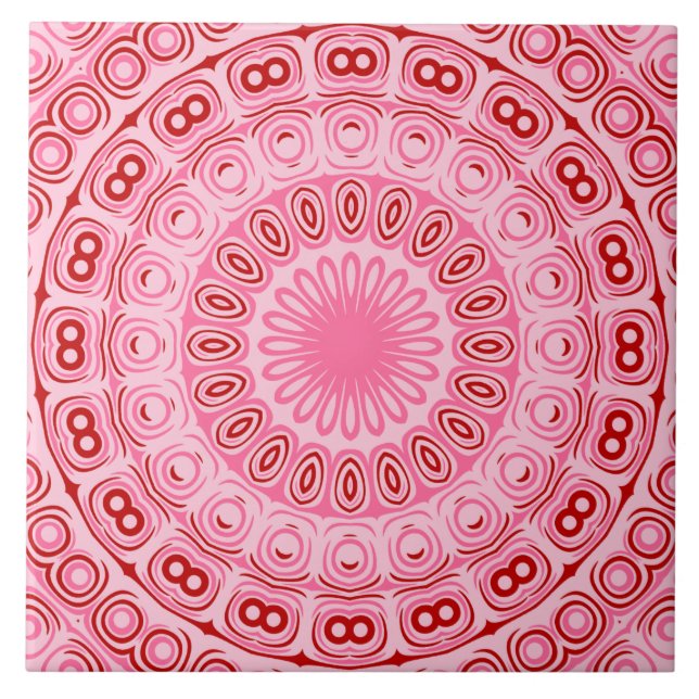 Crimson och Rosa Mandala Mönster Kakelplatta (Framsidan)