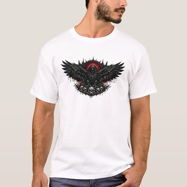 Crimson Omen Raven T Shirt (Framsida)