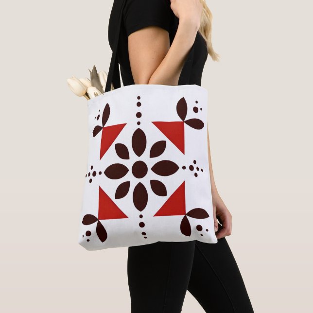 Crimson Petal Burst Tote Bag Tygkasse (Närbild)