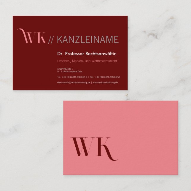 Crimson Pink and Cool Visitkort (Fram/baksida)