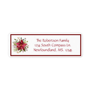 Crimson Poinsettia Boxed Red Returadress Etikett