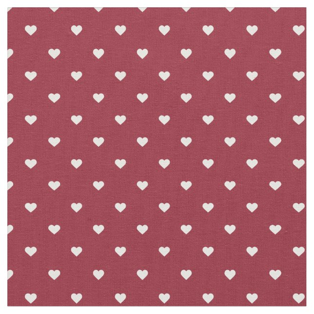 Crimson Polka Dot Hearts Tyg (Närbild)