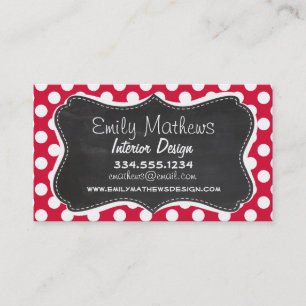 Crimson Polka dots; Chalkboard-utseende Visitkort