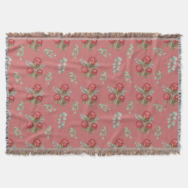 Crimson Protea Bouquet Watercolor Filt (Framsidan)