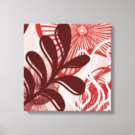 Crimson Radiance – Abstract Botanical Sunburst Art Canvastryck