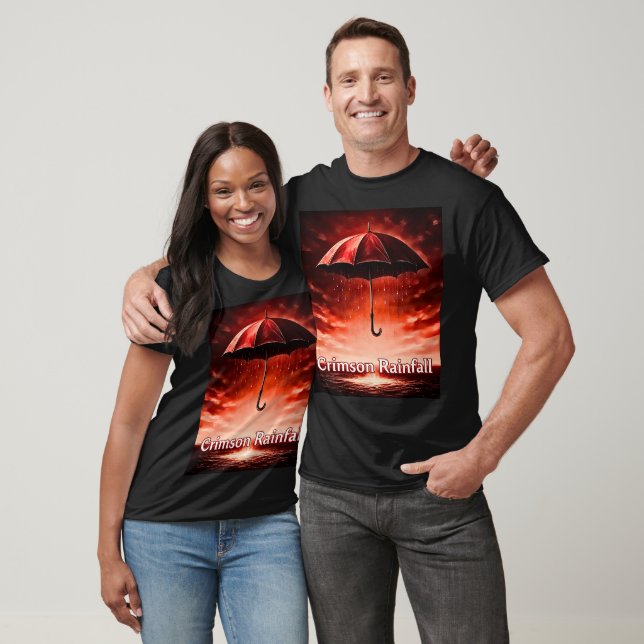 Crimson Rainfall - Red Umbrella Art Tee | Unik (Unisex)
