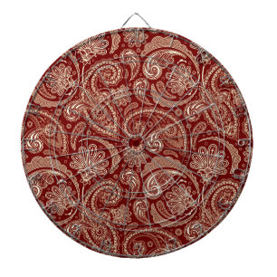 Crimson Red and Beige Creme Vintage Paisley Piltavla