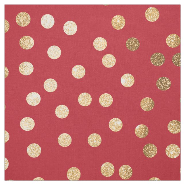 Crimson Red and Guld Glitter City Dots Tyg (Provkarta)