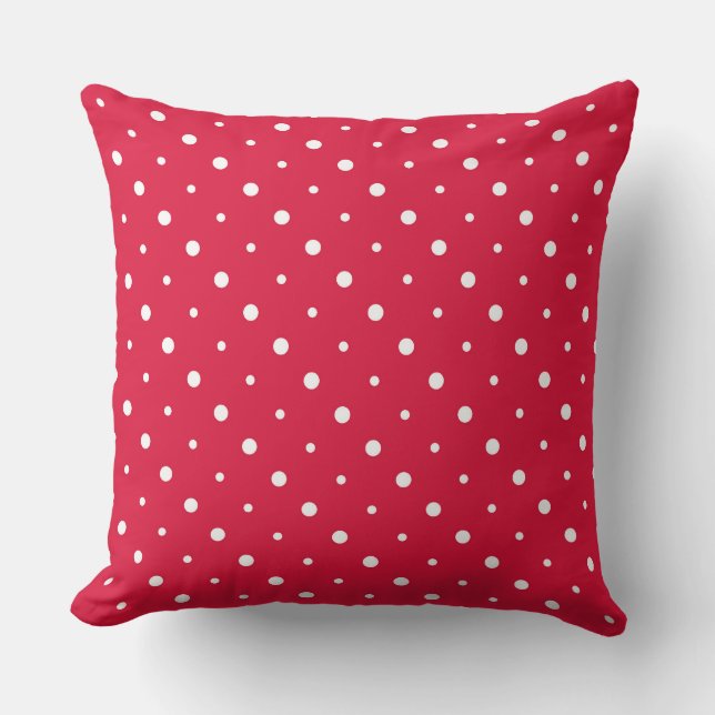Crimson Red and white dots Kudde (Framsida)