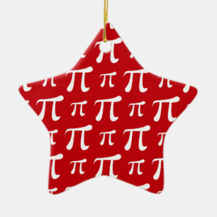 Crimson Red and White Pi Symbol Julgransprydnad Keramik