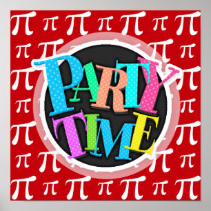 Crimson Red and White Pi Symbol Poster