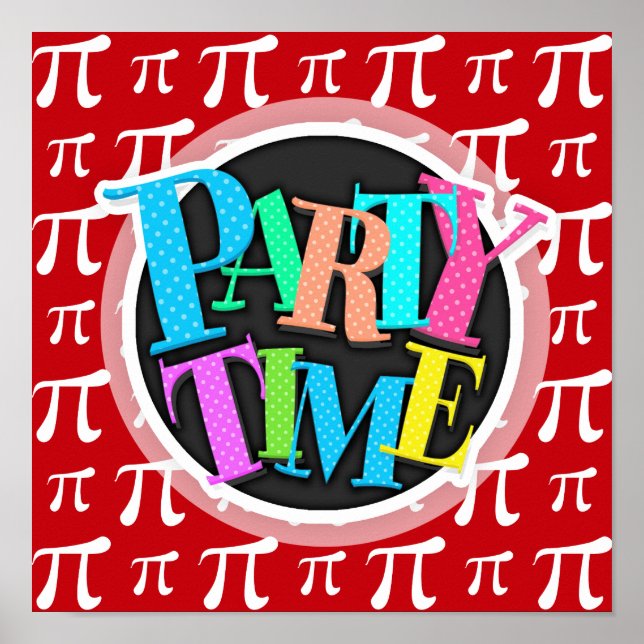 Crimson Red and White Pi Symbol Poster (Framsidan)