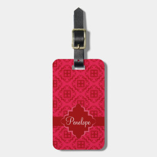 Crimson Red Arabesque Moroccan Graphic Bagagebricka