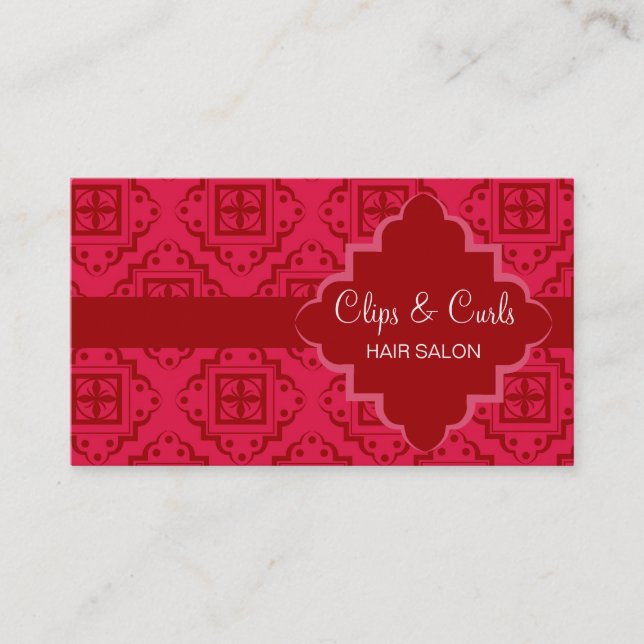 Crimson Red Arabesque Moroccan Graphic Visitkort (Framsida)