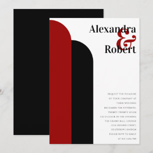 Crimson Red Black Ultra Modern Minimal Inbjudningar