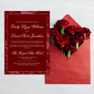 Crimson Red Classic Calligraphy Script Elegant Inbjudningar
