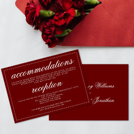 Crimson Red Classic Minimal Script Elegant Tilläggskort