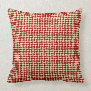 Crimson Red & Cream Houndstooth Geometric Mönster Kudde