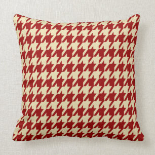 Crimson Red & Cream Houndstooth Large Tiles Kudde