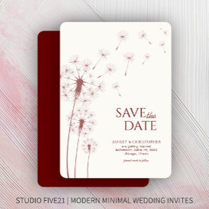 Crimson Red Dandelion Bröllop spara datum Card