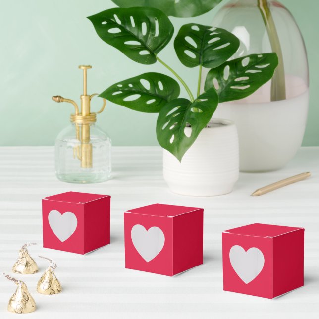 Crimson Red Favor Boxes – Heart 2x2x2 Style Presentaskar (Multipel)