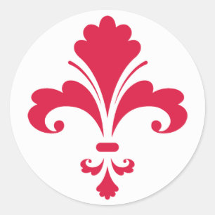 Crimson Red Fleur de lis Runt Klistermärke